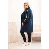 Kesi Włoski Plus Size women's coat made of faux shearling with pockets dark denim | Shoptok.si