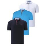 Dewberry TRIPLE SET T8582 MENS T-SHIRT-NAVY BLUE-WHITE-DARK TURQUOISE Cijene