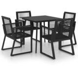  5-dijelni vrtni blagovaonski set od PVC ratana crni Crna 80 cm table length | shoptok.hr