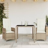 vidaXL 3-dijelni vrtni bistro set od poliratana s jastucima bež Cijene