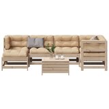 The Living Store Vrtna sedežna garnitura 7-delna z blazinami trdna borovina - Vrtna Sedežna Garnitura, (21459027) | Shoptok.si