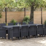  13-dijelni vrtni set za blagovanje s jastučićima antracit poli ratan | shoptok.hr