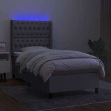  Box spring postelja z vzmetnico LED sv. siva 100x200 cm blago, (20724307) | Shoptok.si