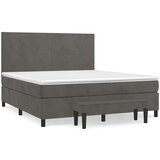  Box spring postelja z vzmetnico temno siva 160x200 cm žamet, (20900912) | Shoptok.si