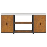 vidaXL Kuhinjski set za pohranu s policom s pohranom s vratima 3 pcs Rđa 210 x 50 x 92 cm | shoptok.hr