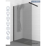 Copen tuš paravan - stena C-02-SB90G monte dark crni ram 90x200cm gray staklo
