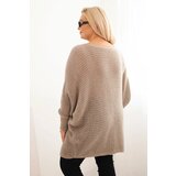 Kesi Włoski Plus Size women's sweater with mohair poncho fango | Shoptok.si
