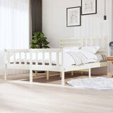 Maison Chic Posteljni okvir - Dvoposteljna postelja - Zakonska postelja bel iz trdnega lesa 160x200 cm-J3088, (21759488) | Shoptok.si