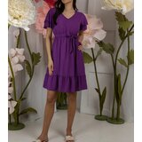 Gemre Purple midi dress with belt Sagasa Cene