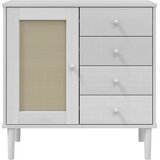  Komoda SENJA bijela izgled ratana 80x40x80 cm masivna borovina | Eponuda.com