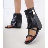 Gemre Black flat sandals with Serida upper | ePonuda.com