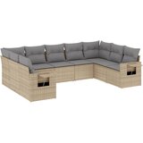 vidaXL Vrtna garnitura 9-delna z blazinami bež poli ratan, (21083303) | Shoptok.si