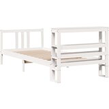 vidaXL Posteljni okvir z vzglavjem bel 90x200 cm trdna borovina, (21292352) | Shoptok.si