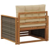  Srednja sofa za van Prirodna - Prirodno i bež Sivi rattan | shoptok.hr