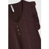 Marisse Brown Blouse With Ruffles On The Shoulders | shoptok.hr