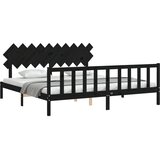  Okvir za krevet s uzglavljem crni 200 x 200 cm od masivnog drva | shoptok.hr