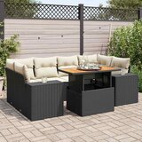 Maison Chic Seti vrtnega pohištva - Vrtna garnitura - Vrtni pohištvo set 7-delna z blazinami črn poli ratan, (21801802) | Shoptok.si