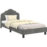  Otroški posteljni okvir z vznožjem Temno siva 90 x 200 cm Žamet, (5000104721) | Shoptok.si