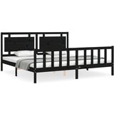 Maison Chic Posteljni okvir - Dvoposteljna postelja - Zakonska postelja z vzglavjem črn 200x200 cm trden les-J5877, (21774921) | Shoptok.si