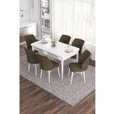 Hanah home Eva - White, Brown WhiteBrown Extendable Dining Table & Chairs Set (7 Pieces) | ePonuda.com