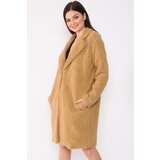 Dewberry Z6661 LADIES PLUSH COAT-MUSTARD | shoptok.hr