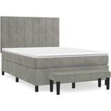 The Living Store Box spring postelja z vzmetnico svetlo siva 140x200 cm žamet - Box Spring Postelja, (21490361) | Shoptok.si