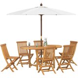  Vrtni set za objed 7 pcs Smeđa Čvrsto teak drvo | shoptok.hr