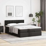 vidaXL Otomanski posteljni okvir z vzmetnico črn 140x200 cm um. usnje | Shoptok.si