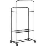  Stalak za odjeću s policom s kotačem Crna 80 x 53 x 156 cm | shoptok.hr