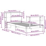  Krevet s regalom za knjige bez madraca bijeli 90x190cm borovina | shoptok.hr