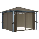  Sjenica sa zastorima i LED svjetlima 300 x 300 cm smeđe-siva | shoptok.hr