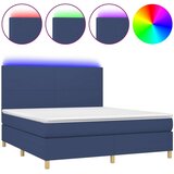  Box spring postelja z vzmetnico LED modra 180x200 cm blago, (20930458) | Shoptok.si