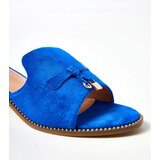  Blue block heel sandals with strap embellishment Gariend Cene