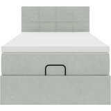 vidaXL Otomanski posteljni okvir z vzmetnico siv 80x200 cm žamet | Shoptok.si