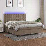  Krevet box spring s madracem LED smeđesivi 180x200 cm tkanina Cijene