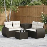  Set sofe 6 kom. Crna i krem-bijela Poli Rattan i čelik | shoptok.hr