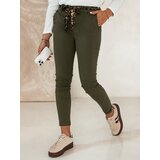 DStreet Spodnie damskie CHARMYOU jeansowe z paskiem oliwkowe | shoptok.hr