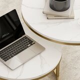 Set od 2 okrugla stolića za kavu složljivi metalni okvir mramorni izgled siva | shoptok.hr