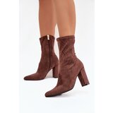 Boto Women's Block Heel Ankle Boots with Stitching Brown Rosivelle | Shoptok.si