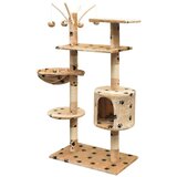 vidaXL Mačje drevo s praskalniki iz sisala 125 cm s tačkami bež barve | Shoptok.si