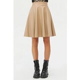 Dewberry 88854 Flared Faux Leather Skirt-CREAM | shoptok.hr