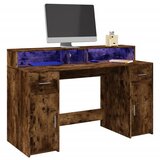 vidaXL Radni stol s LED svjetlima boja hrasta 140x55x91 cm drveni Cijene