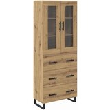 vidaXL Visok predalnik 2 pcs Umetni hrast Inženirski les in steklo, (5000108514) | Shoptok.si