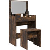 vidaXL Toaletna mizica in stolček dimljen hrast 60x40x113,5 cm | Shoptok.si