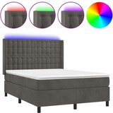  Box spring postelja z vzmetnico LED temno siva 140x190 cm žamet, (20789288) | Shoptok.si