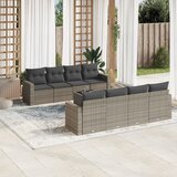 vidaXL 9-dijelni set vrtnih sofa od poliratana s jastucima sivi Cijene