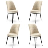 Hanah home dexa - cream, black creamblack bar stool set (4 pieces) cene