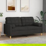 vidaXL Kavč dvosed z blazinami črn 140 cm blago Cene