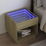 vidaXL Nočna mizica z neskončnimi LED sonoma hrast 50x50x50 cm | Shoptok.si