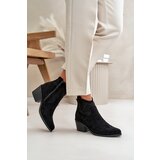 S. BARSKI Perforated Cowboy Ankle Boots With Zipper Eco Suede Black S.Barski | Shoptok.si